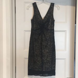Black lace overlay cocktail dress